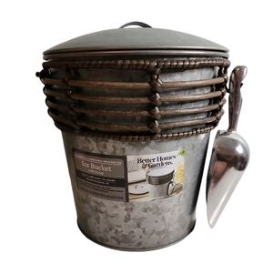 Better Homes & Gardens Galvanized and Washed Gray Resin Rattan Ice Bucket